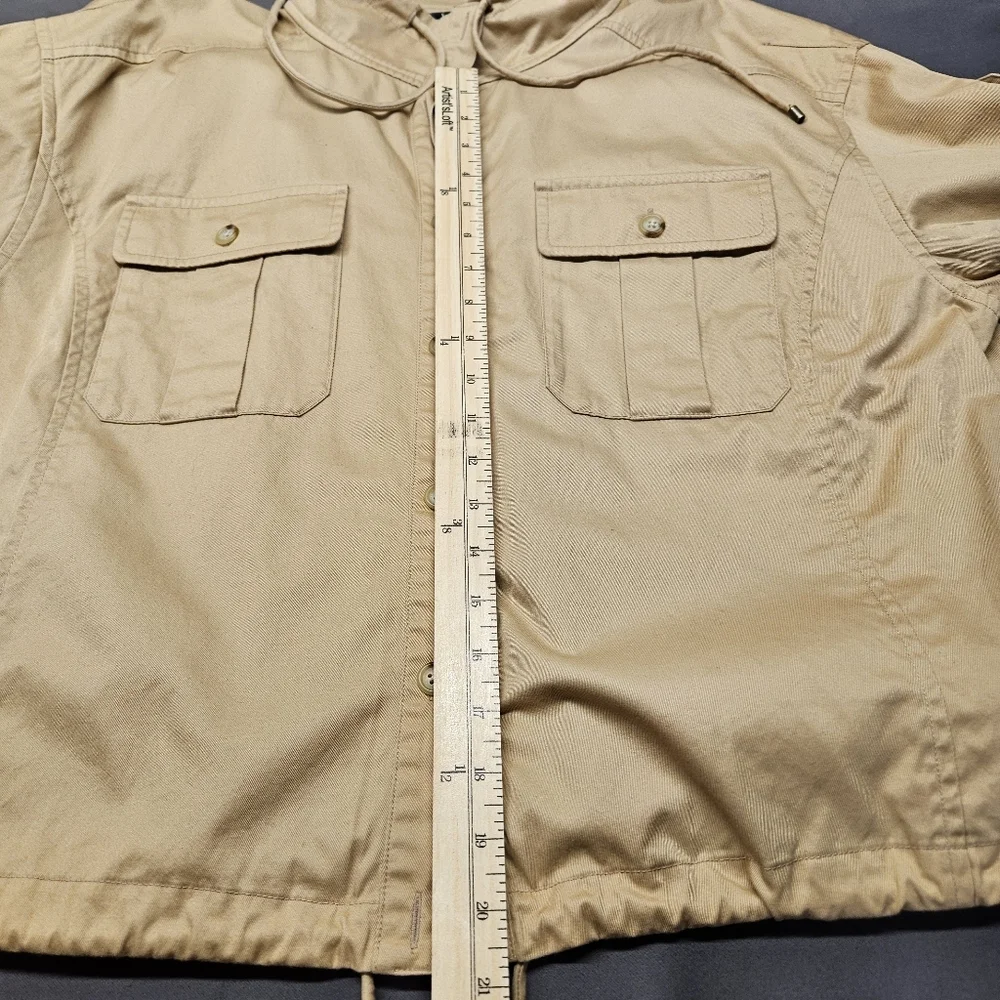 Ralph Lauren Womens Beige Khaki Cuff Sleeve Button Front Shirt Jacket Sz 18W - Picture 6 of 6